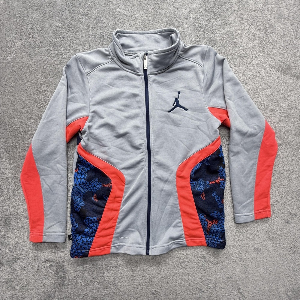 Jordan Jacket Youth 12-13 Years Gray Track Zip Microfleece Dri-FIT‎ Logo